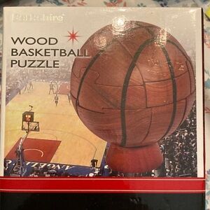 Berkshire NIB Basketball Puzzle-Solid Dark Wood with sturdy pedestal base.